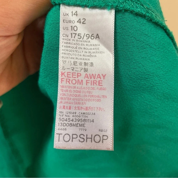 Topshop  Emerald green‎ flutter sleeve blouse 10 - Picture 2 of 5
